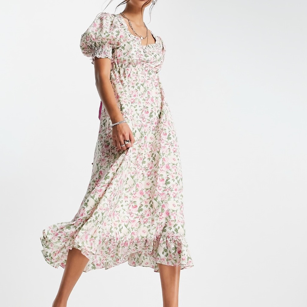 Sister Jane Cream and Pink Ruffled Tiered Sundress